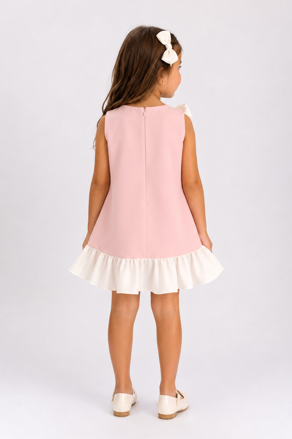 Blush Pink Dress With Bow N Pearls
