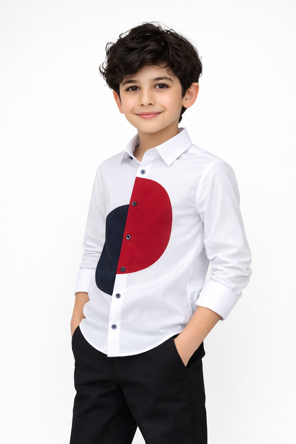 Boys Shirt With Conrast Panel Detailing