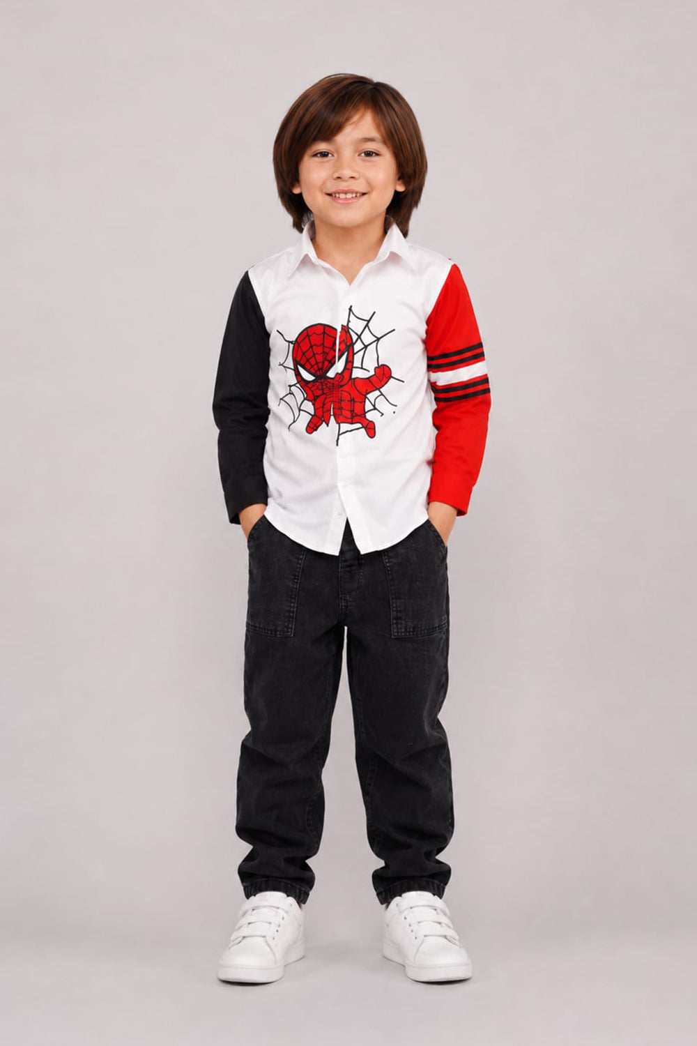 Boys Shirt With Spiderman Graphic Detailing
