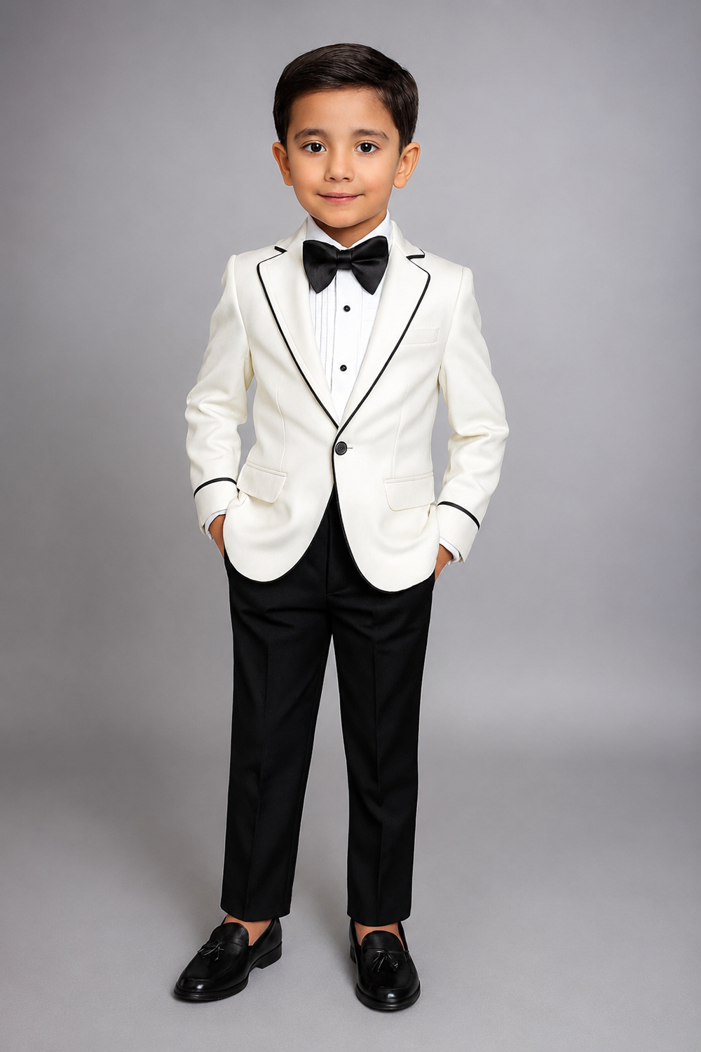 Boys Tuxedo With Contrast Piping Detailing