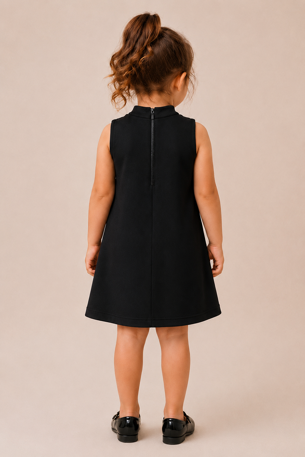 Classic Black Dress With A Bow And Ruffle Detailing