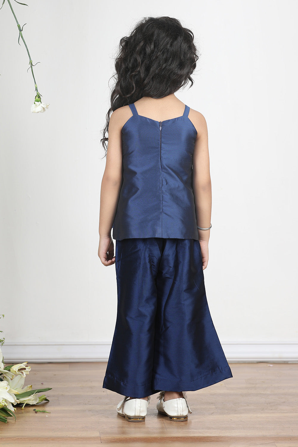 Deep Blue Top with Straps and Stone Detaling