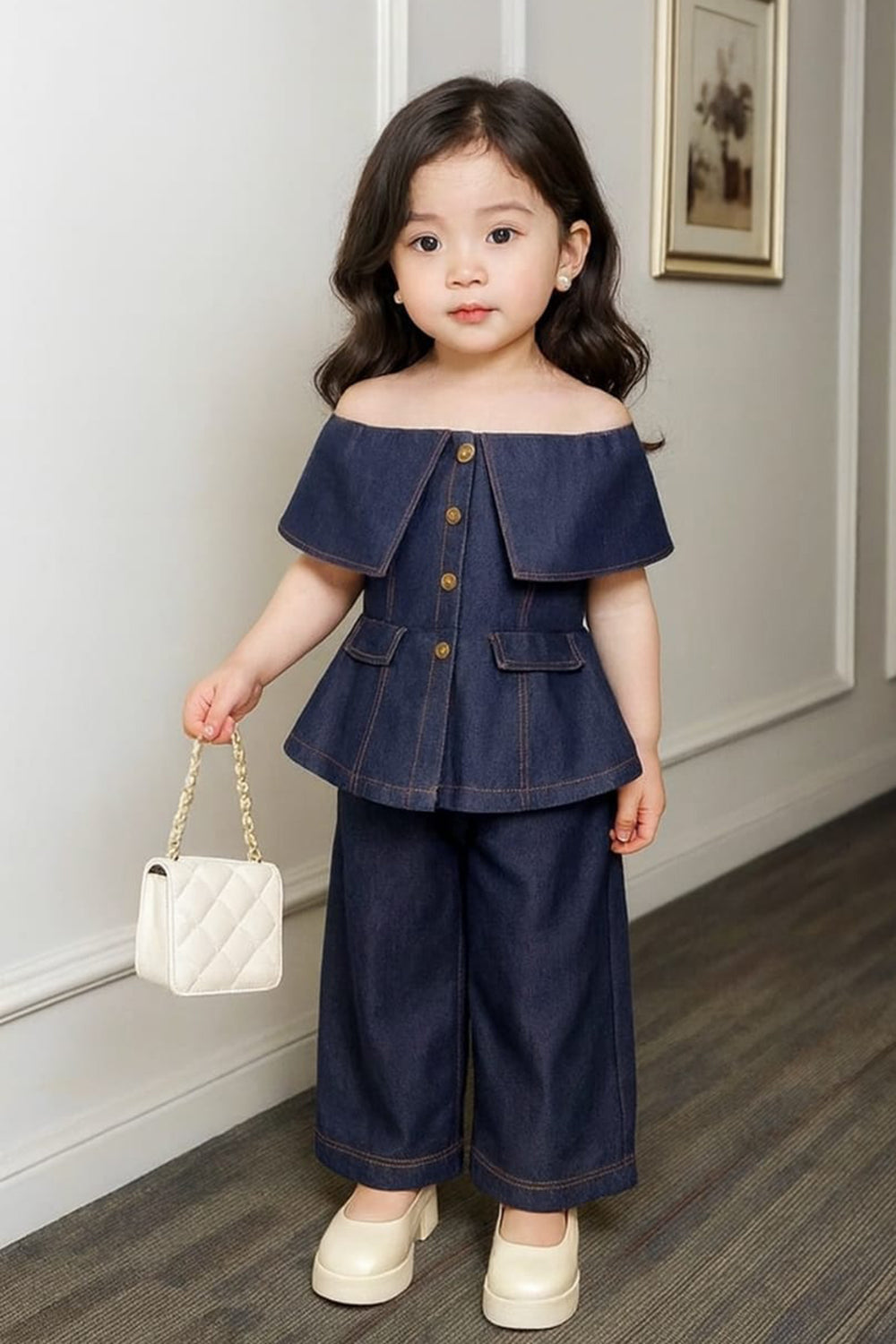 Denim Top with Straight Pant