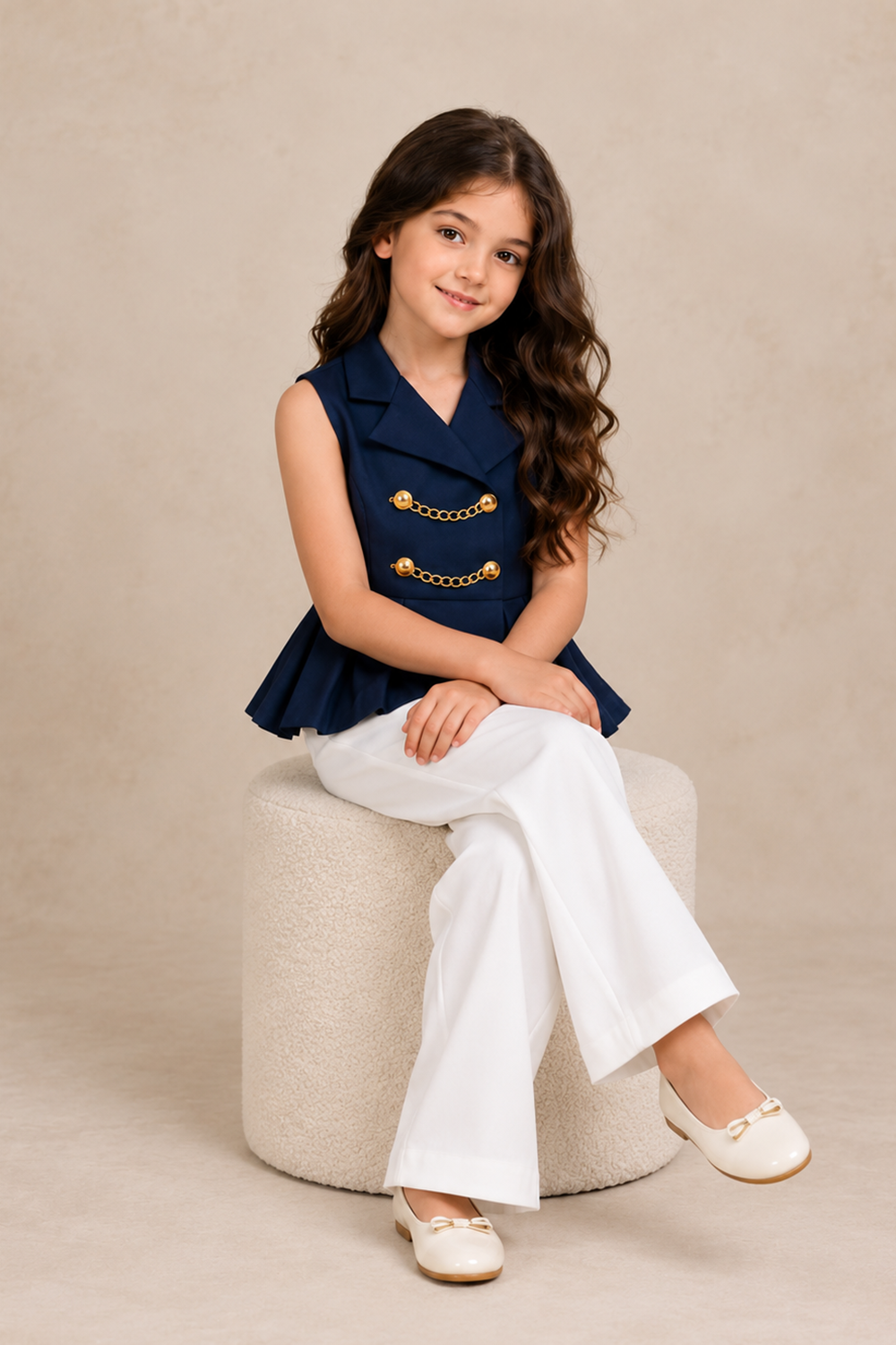 Elegant Peplum Top with Gold Chain Detailing