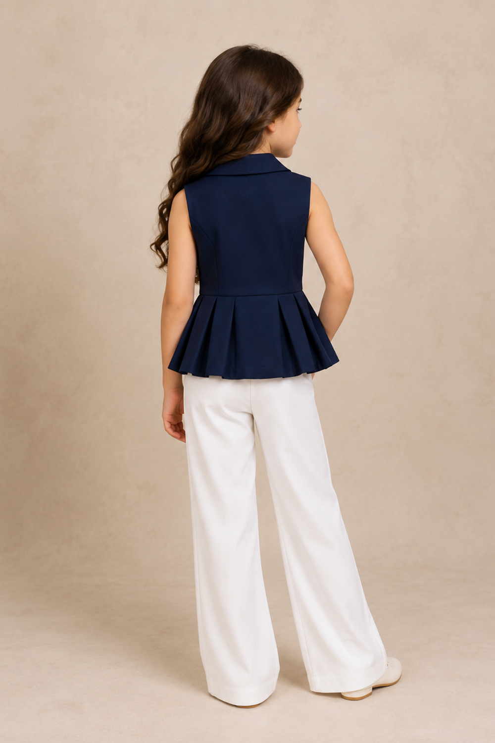 Elegant Peplum Top with Gold Chain Detailing