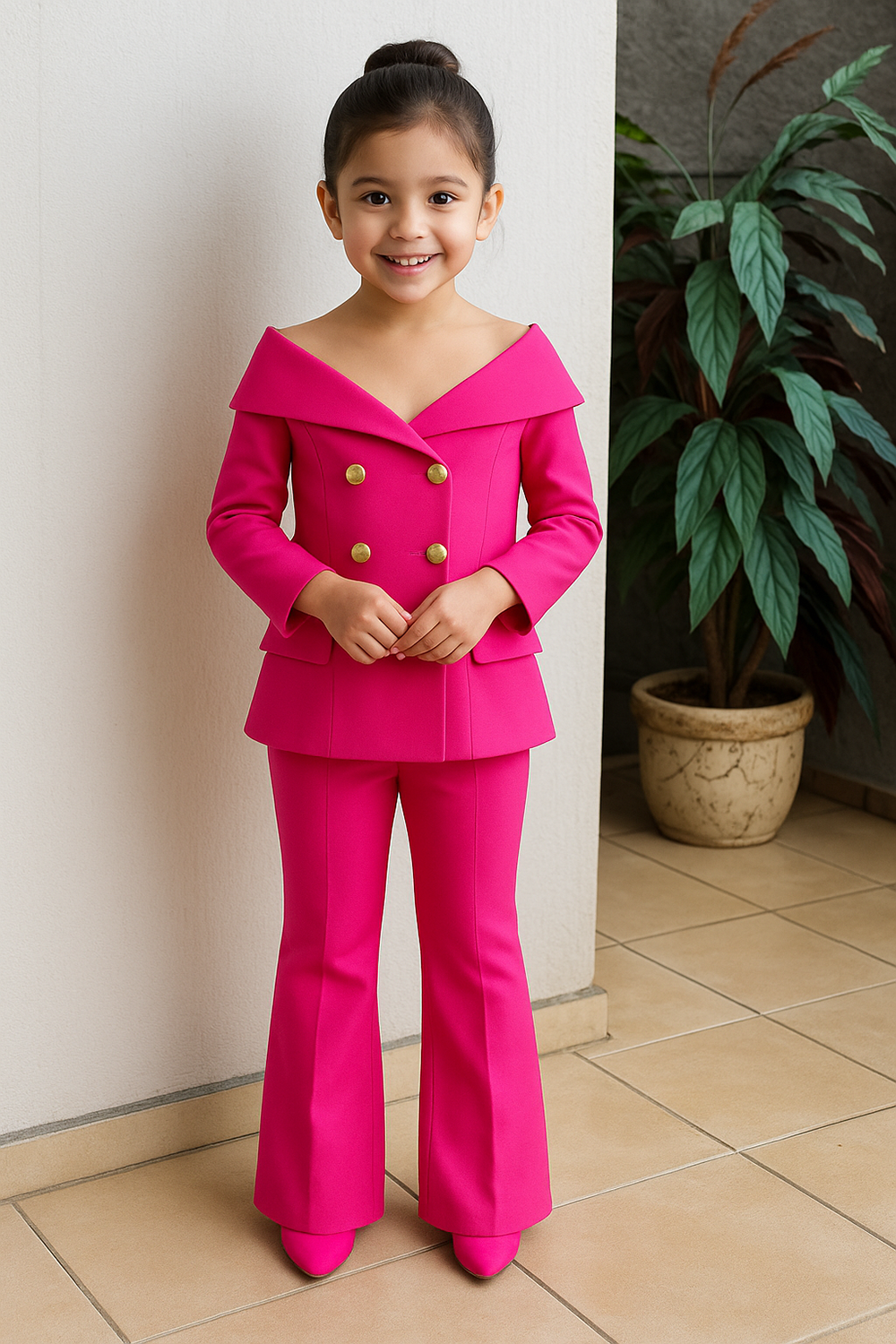 Pink Coord Set with Front Buttons