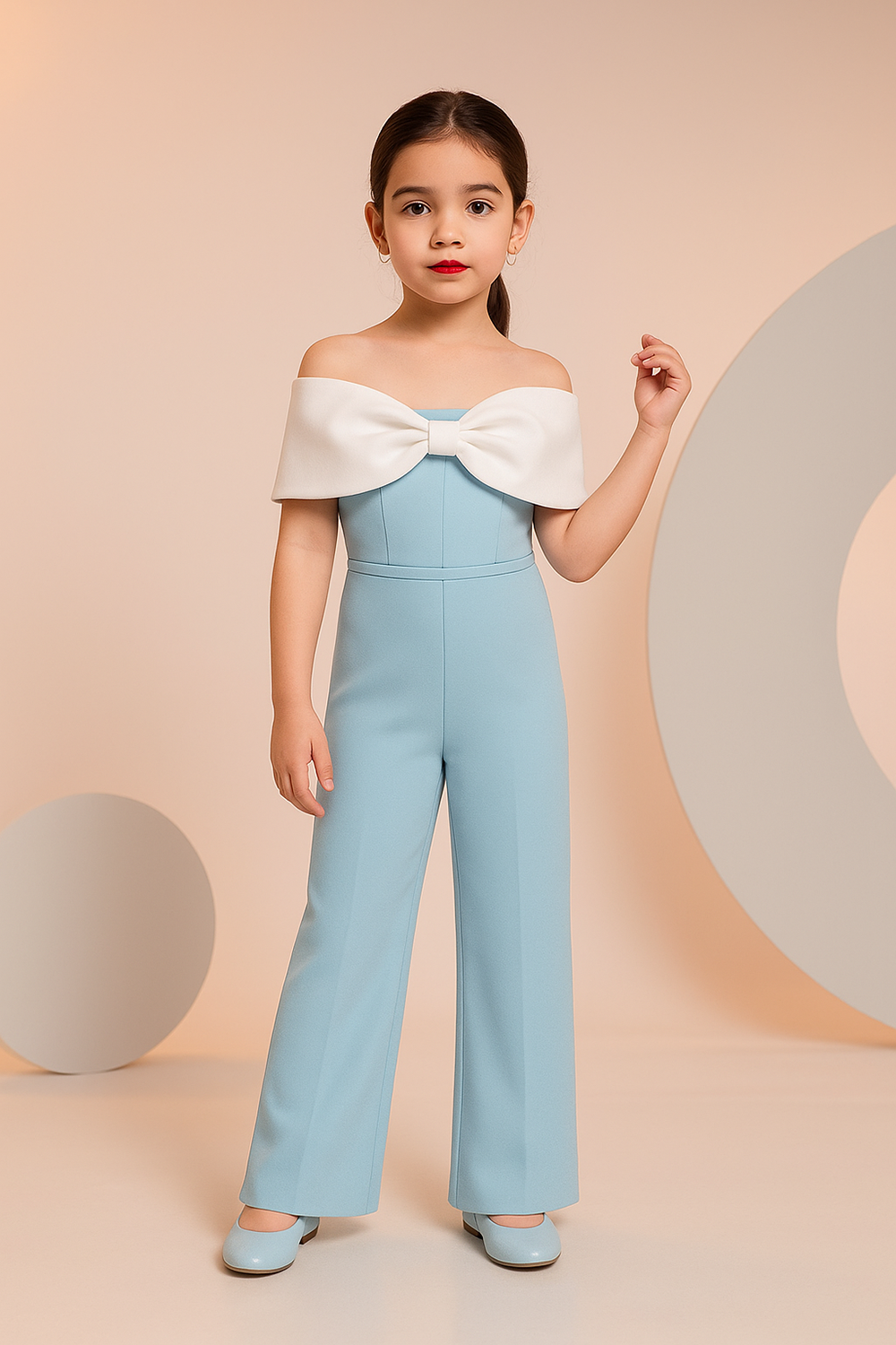Light Blue Jumpsuit with Bow Detailing