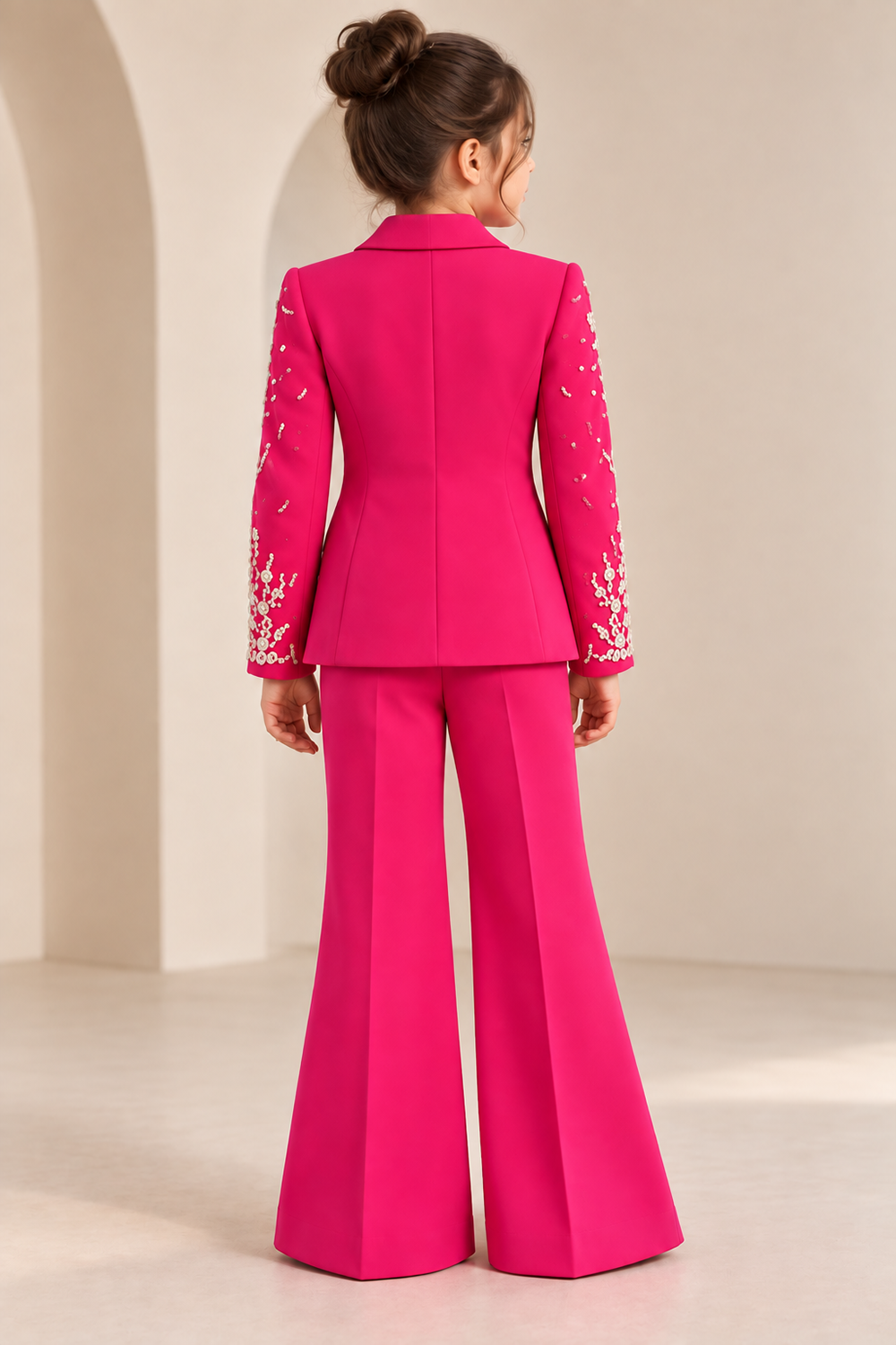 Glamorous Hot Pink Pant Stone with Delicate Embroidery