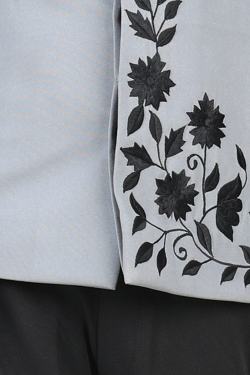 Grey and Black Bandgala with Thread Embroidery