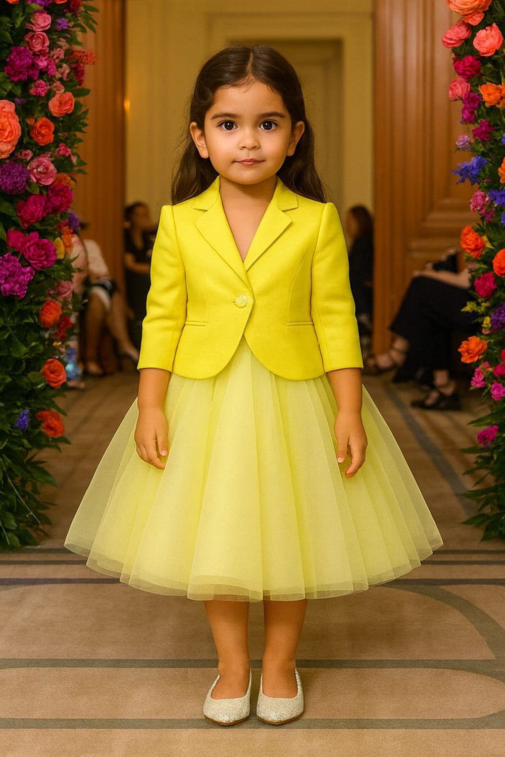 Japanese crepe coat and net skirt