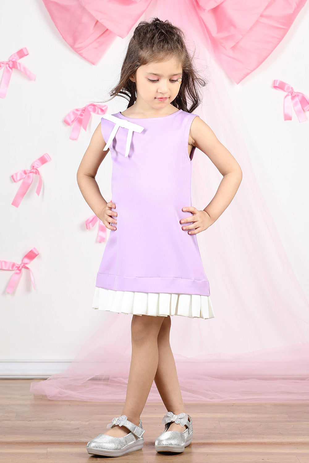 Lilac Dress with Bow Detailing