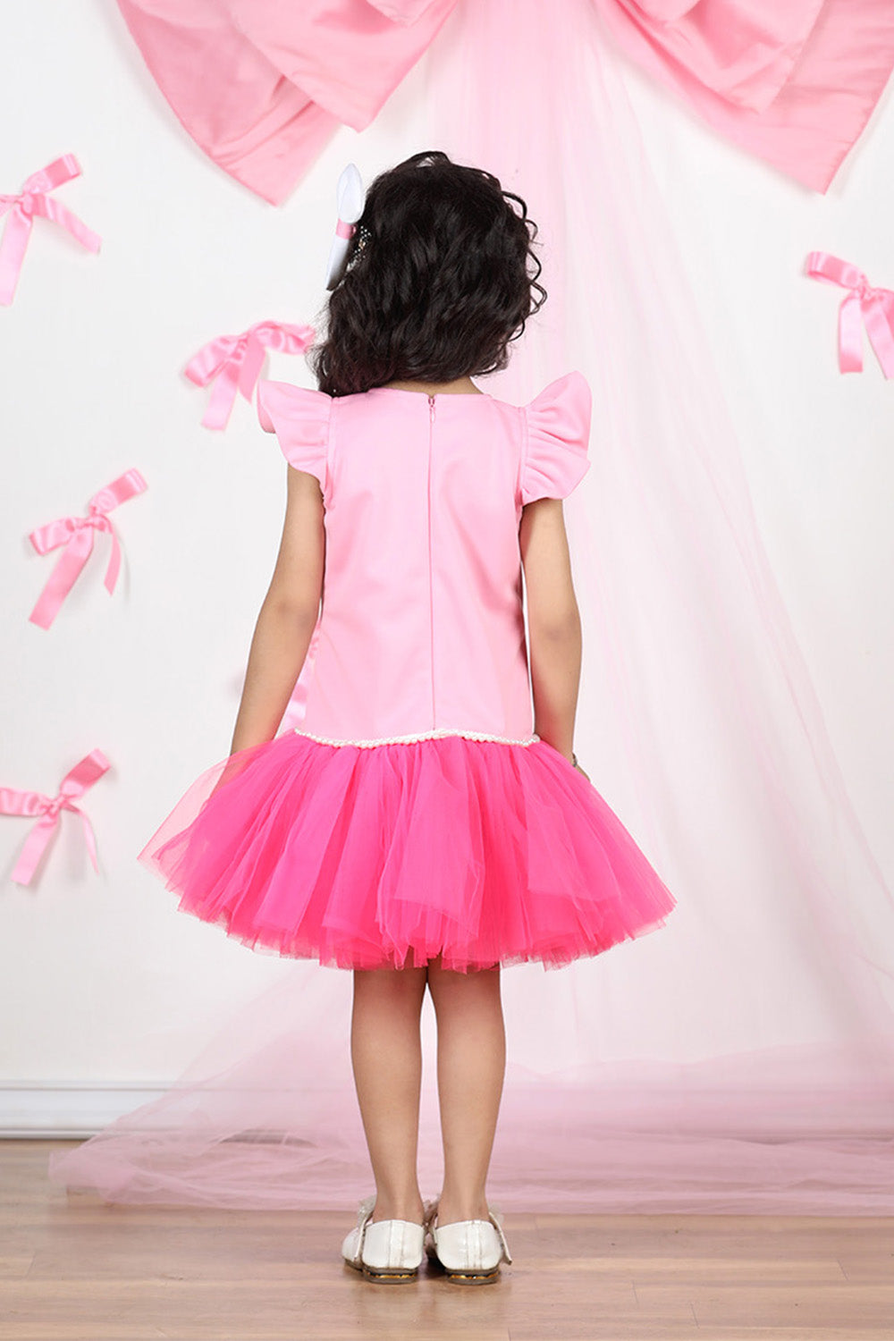 Pink Dress with Bow N Net