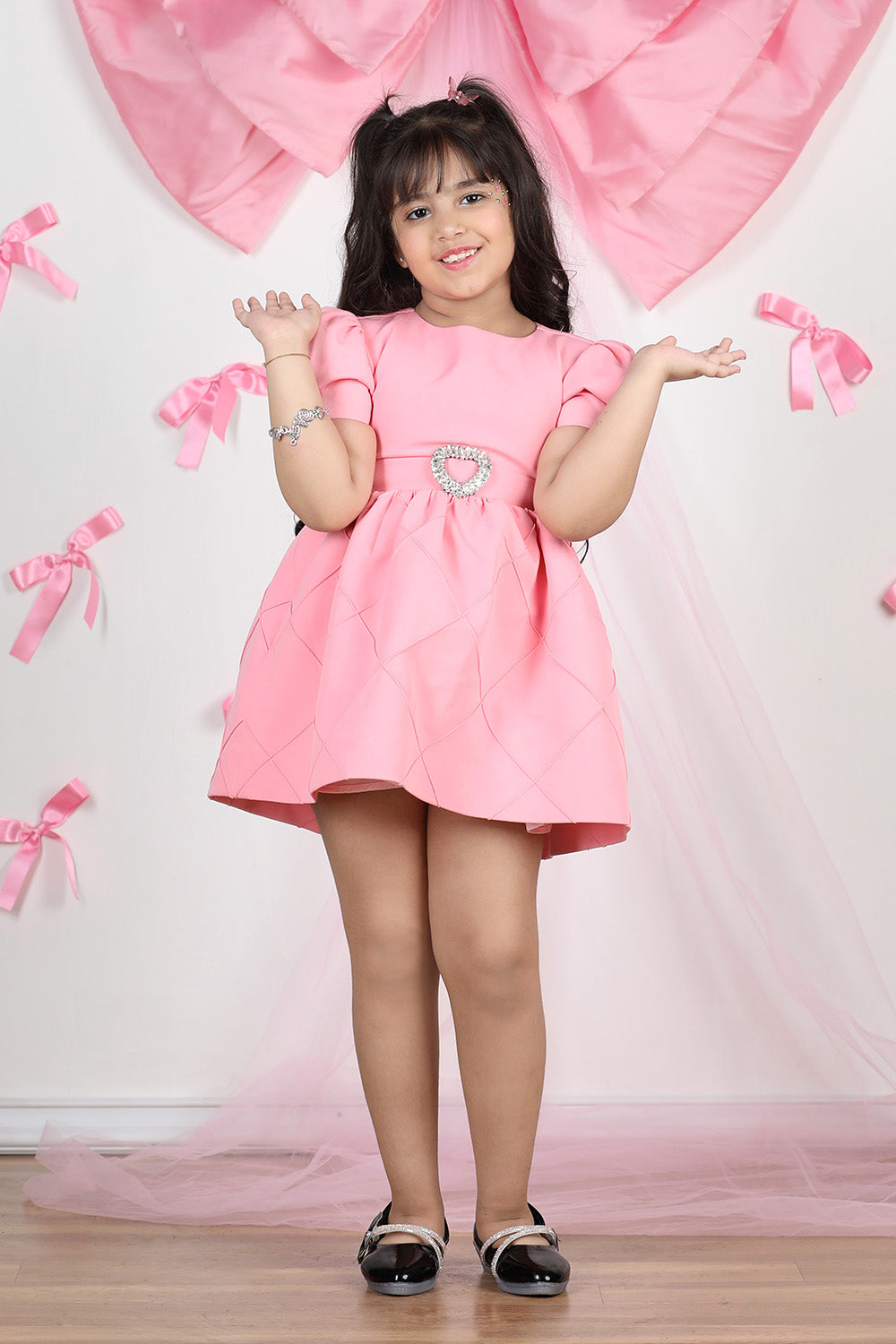 Pink Dress with Broach Detailing