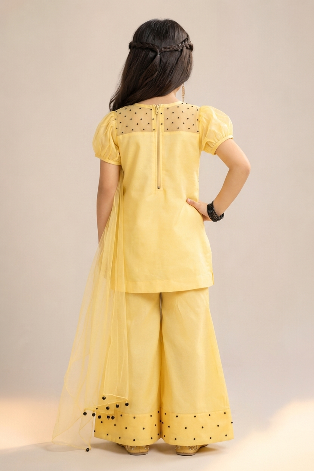 Sunshine Yellow Suit With Floral Embroidery N Plazzo