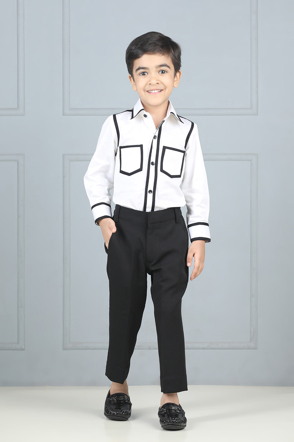 White and Black Shirt with Taping