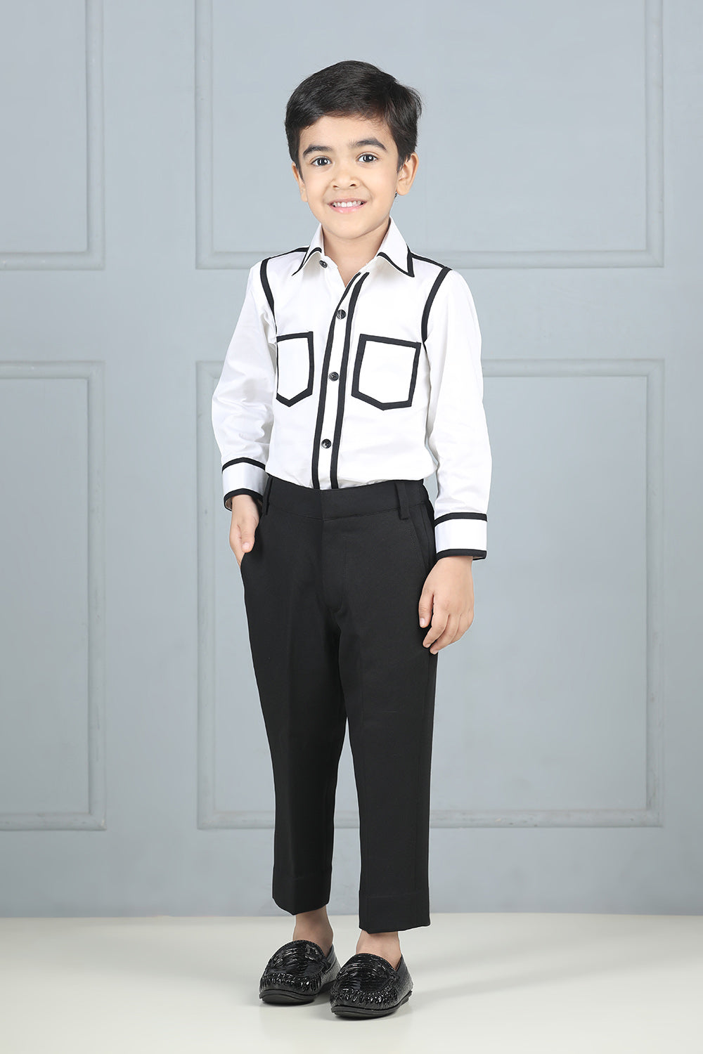 White and Black Shirt with Taping