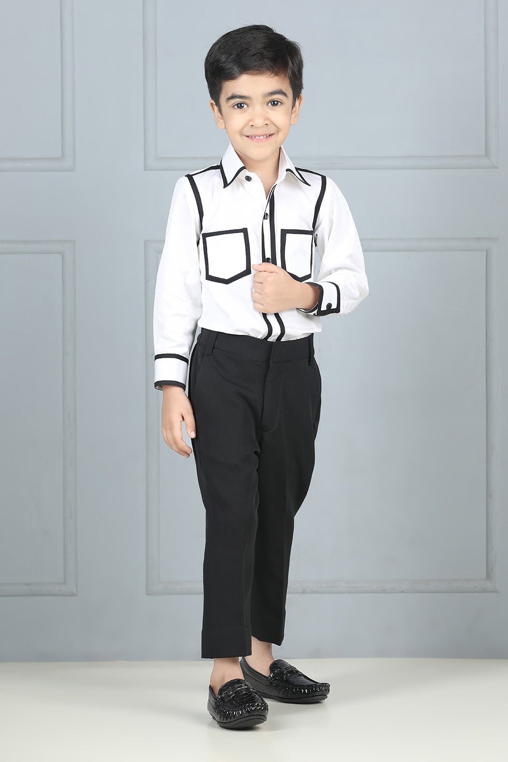 White and Black Shirt with Taping