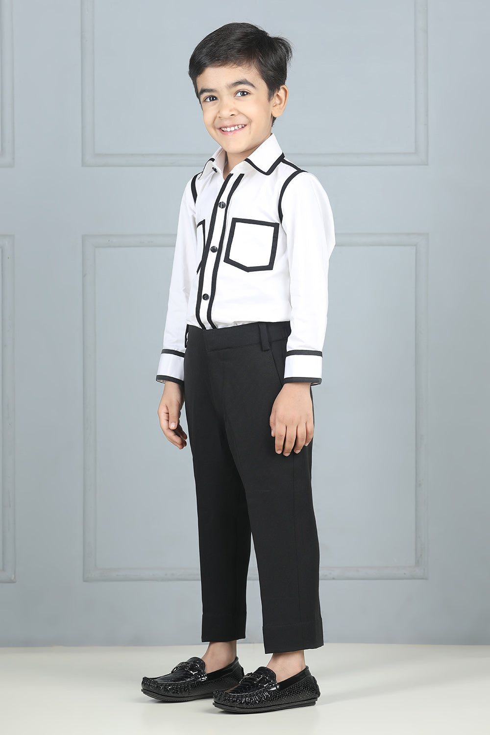 White and Black Shirt with Taping